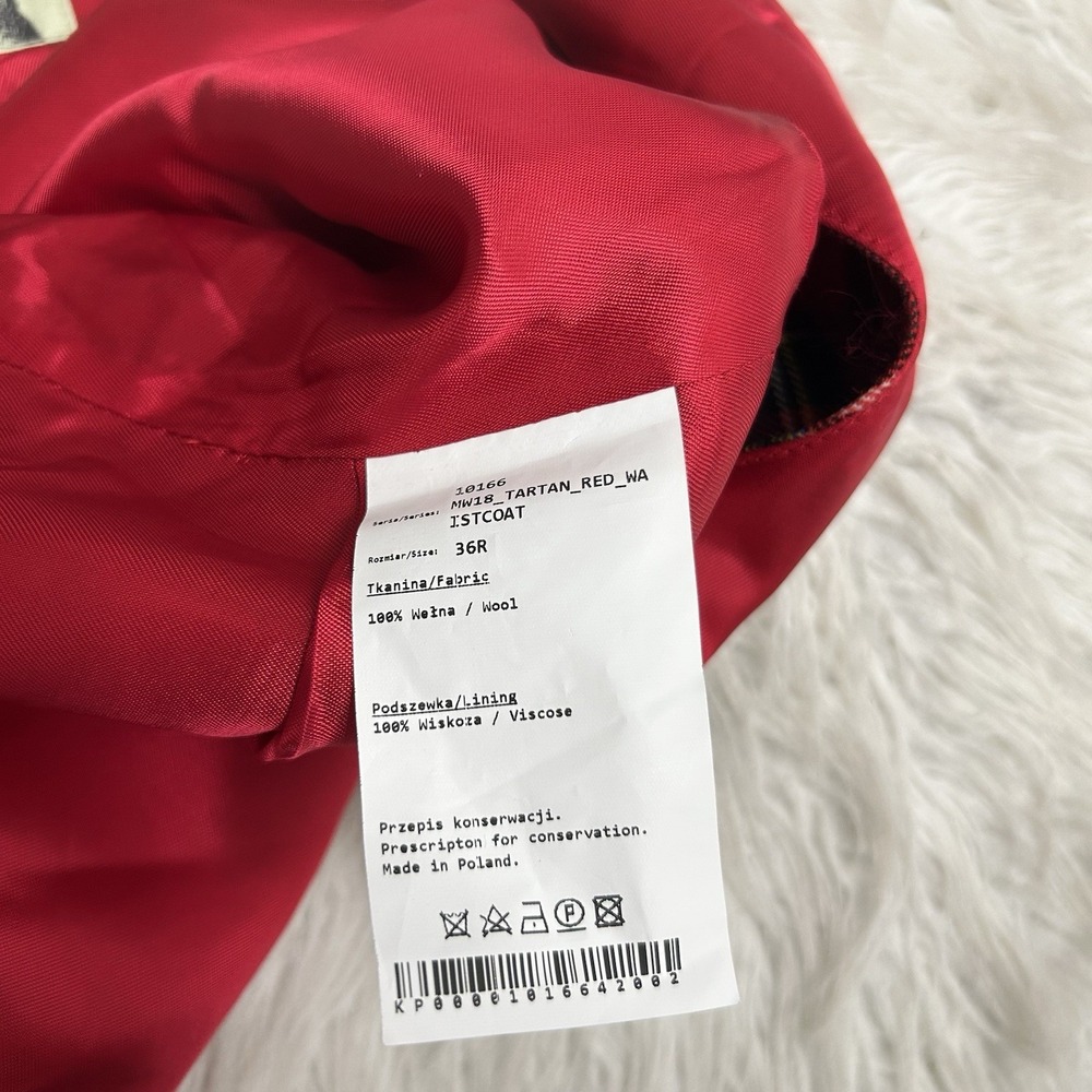 Peter Christian Wool Waistcoat Vest Red Tartan Plaid 5 Button John Hanly Sz 36R - Picture 8 of 9
